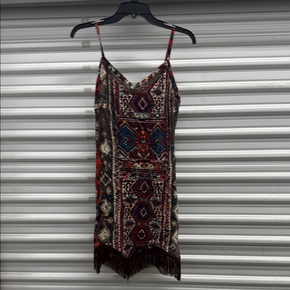 Idyllwind Women's Yearling Printed Fringe Mini Slip Dress Dark Brown XS  US - Picture 1 of 7